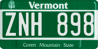 VT license plate ZNH898
