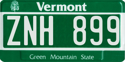 VT license plate ZNH899