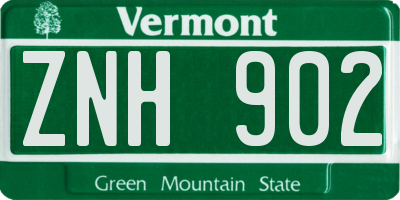 VT license plate ZNH902