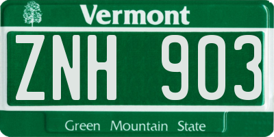 VT license plate ZNH903