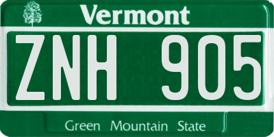 VT license plate ZNH905