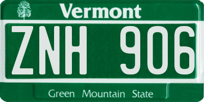 VT license plate ZNH906