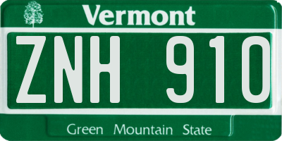 VT license plate ZNH910