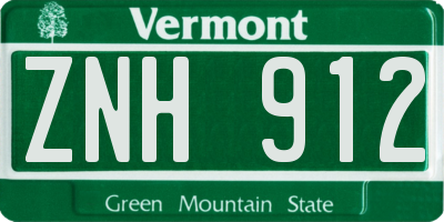 VT license plate ZNH912
