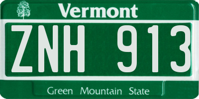 VT license plate ZNH913