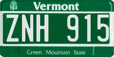 VT license plate ZNH915