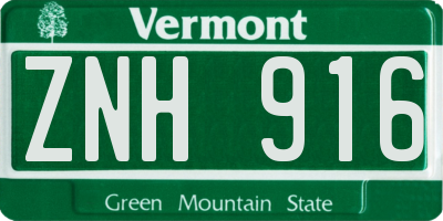 VT license plate ZNH916