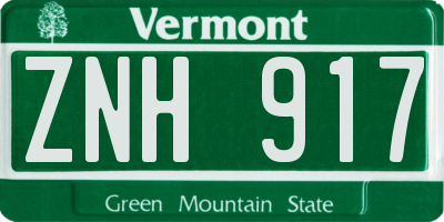 VT license plate ZNH917