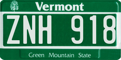VT license plate ZNH918