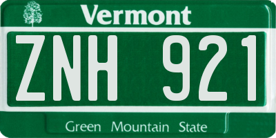 VT license plate ZNH921