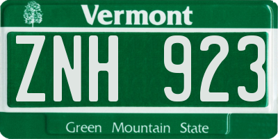 VT license plate ZNH923