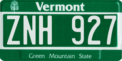 VT license plate ZNH927