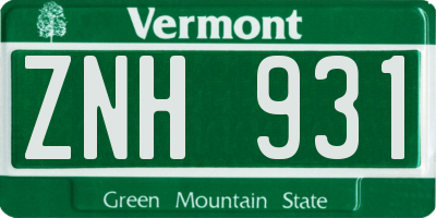 VT license plate ZNH931