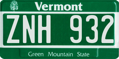 VT license plate ZNH932