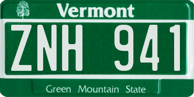 VT license plate ZNH941