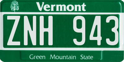VT license plate ZNH943