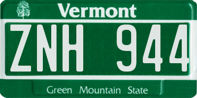 VT license plate ZNH944