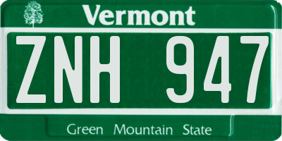 VT license plate ZNH947