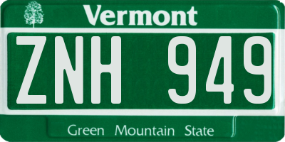 VT license plate ZNH949