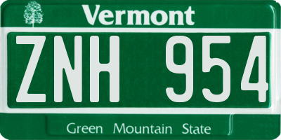 VT license plate ZNH954