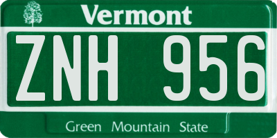 VT license plate ZNH956