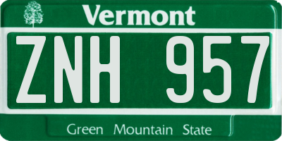 VT license plate ZNH957