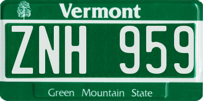 VT license plate ZNH959