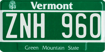 VT license plate ZNH960