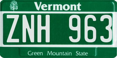 VT license plate ZNH963