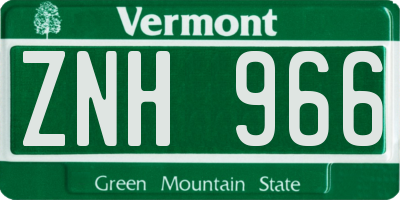 VT license plate ZNH966