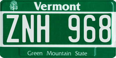 VT license plate ZNH968