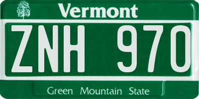 VT license plate ZNH970