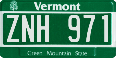 VT license plate ZNH971