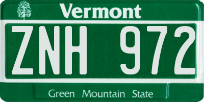 VT license plate ZNH972
