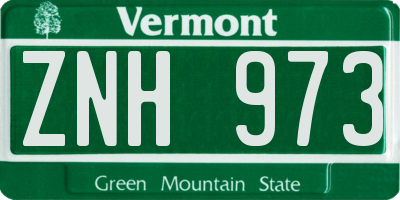 VT license plate ZNH973
