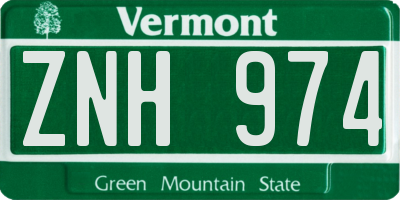 VT license plate ZNH974