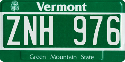 VT license plate ZNH976