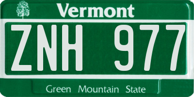 VT license plate ZNH977