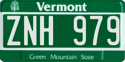 VT license plate ZNH979
