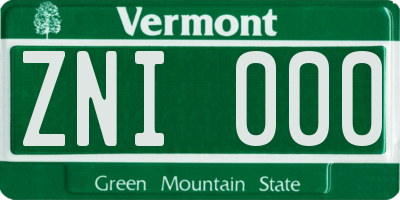 VT license plate ZNI000