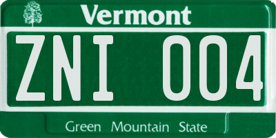 VT license plate ZNI004