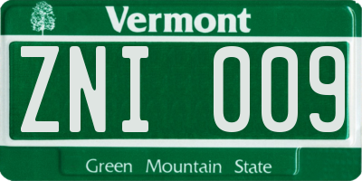 VT license plate ZNI009