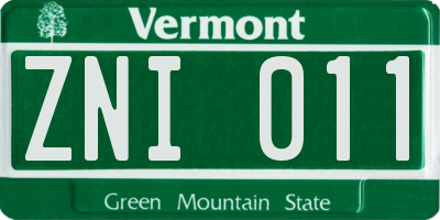 VT license plate ZNI011