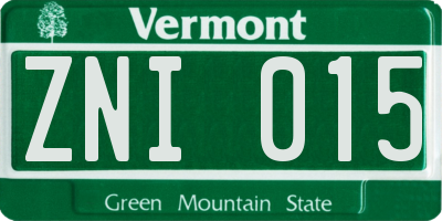 VT license plate ZNI015