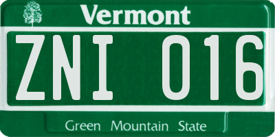 VT license plate ZNI016
