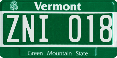 VT license plate ZNI018