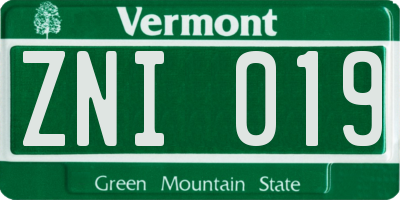 VT license plate ZNI019