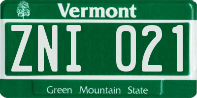 VT license plate ZNI021