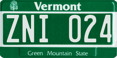 VT license plate ZNI024