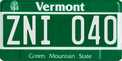VT license plate ZNI040